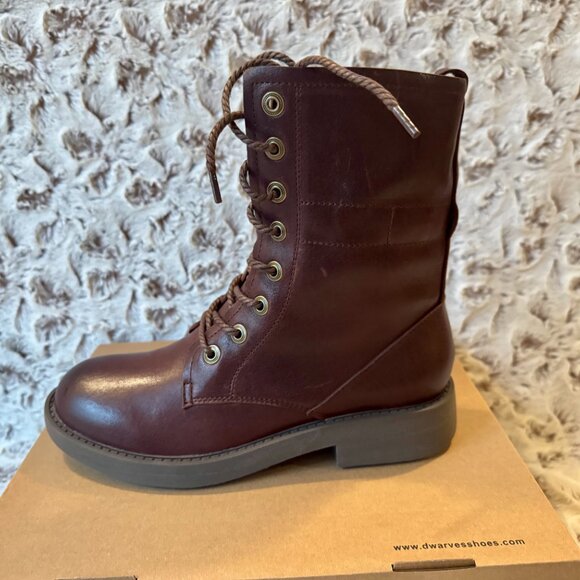 Handmade Genuine Sheepskin Combat Boots -Women's US 7.5 - Dark Coffee Brown - Picture 9 of 11